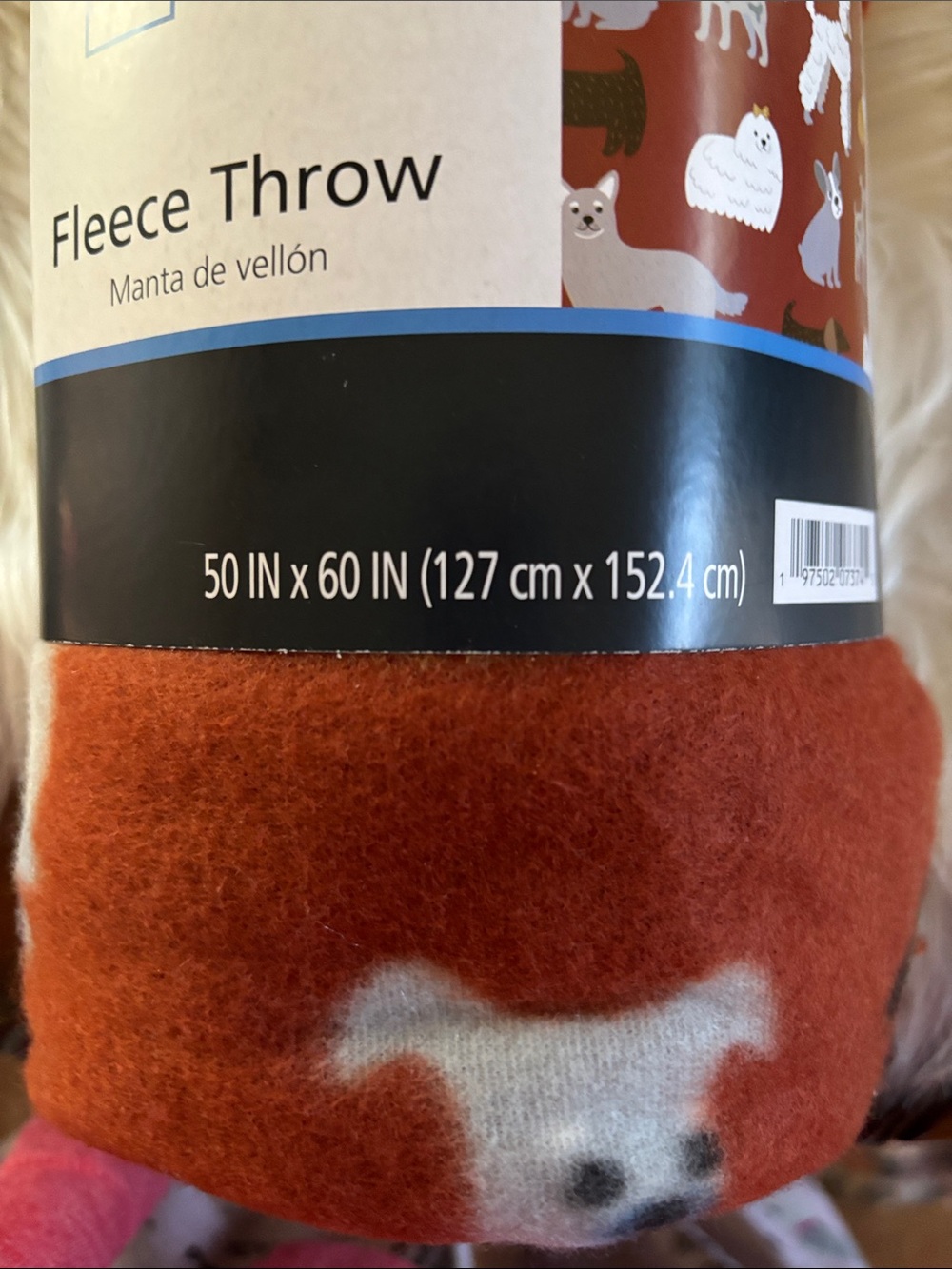 NWT Plush Rust Orange Dog Print Throw Blanket 50 X 60 - Picture 4 of 16